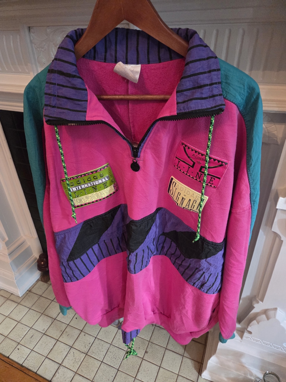 Vintage 1990s Adidas International L.I.N.E 1/4 Zip Pullover "Signage" colorway